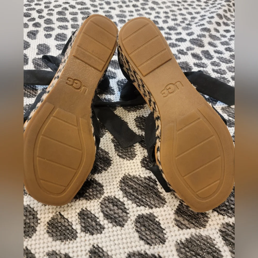 UGG Black Women's Wedge Sandals Size 6.5 - Picture 4 of 5